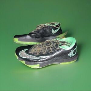 Nike KD 6 Night Vision Basketball Shoes Sneaker Men 9.5 Black Green Kevin Durant